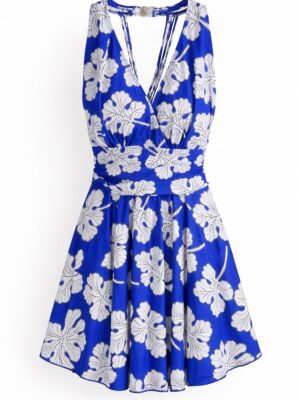 AOLANG BLUE X WHITE CROSS BACK SWIMWEAR