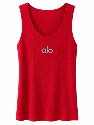 RED ALO RIB BONE TANK TOP