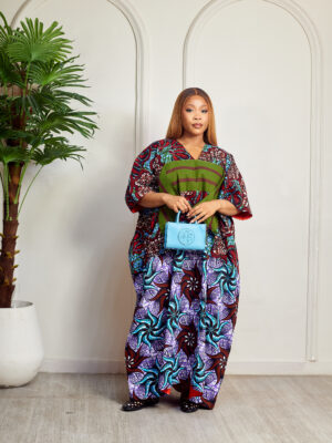 SASHES X HIDES OLIVE ASOOKE PATCH ANKARA CAFTAN