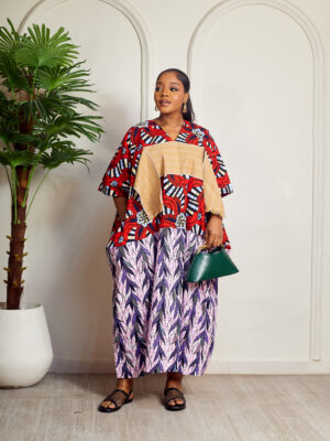 SASHES X HIDES NUDE ASOOKE PATCH ANKARA CAFTAN