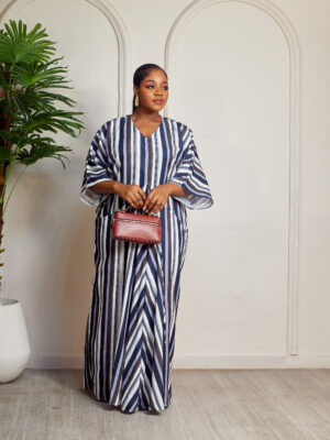 (2FOR60K)BLACK STRIPE MID TIE CAFTAN