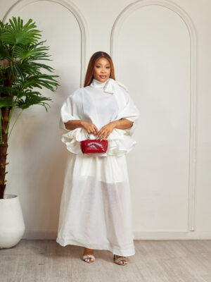 IVORY COCOON ORGANZA BALLOON MIDI DRESS