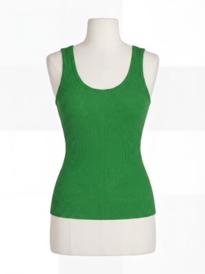 GREEN KNIT RIB BONE CAMI