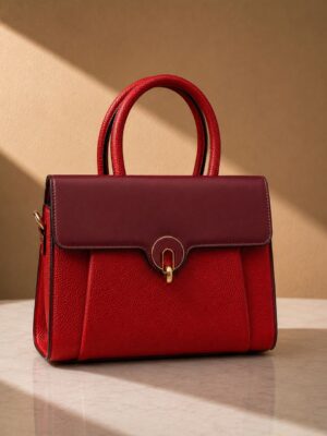 (2FOR60K)QAZA BERRY PEBBLED X SMOOTH FLAP GRAB HANDLE BAG
