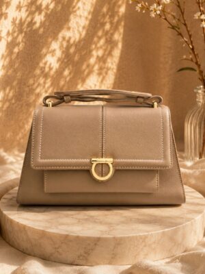 (2FOR50K)DEJUR WD6911 TAUPE FERRA BUCKLE TOP HANDLE BAG