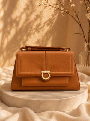 (2FOR50K)DEJUR WD6911 CAMEL FERRA BUCKLE TOP HANDLE BAG