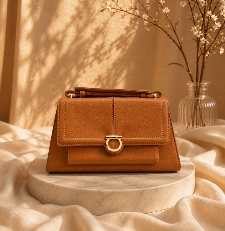(2FOR50K)DEJUR WD6911 CAMEL FERRA BUCKLE TOP HANDLE BAG