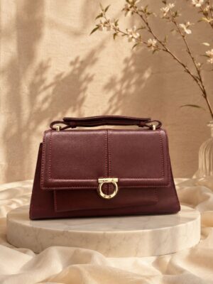 (2FOR50K)DEJUR WD6911 BERRY FERRA BUCKLE TOP HANDLE BAG