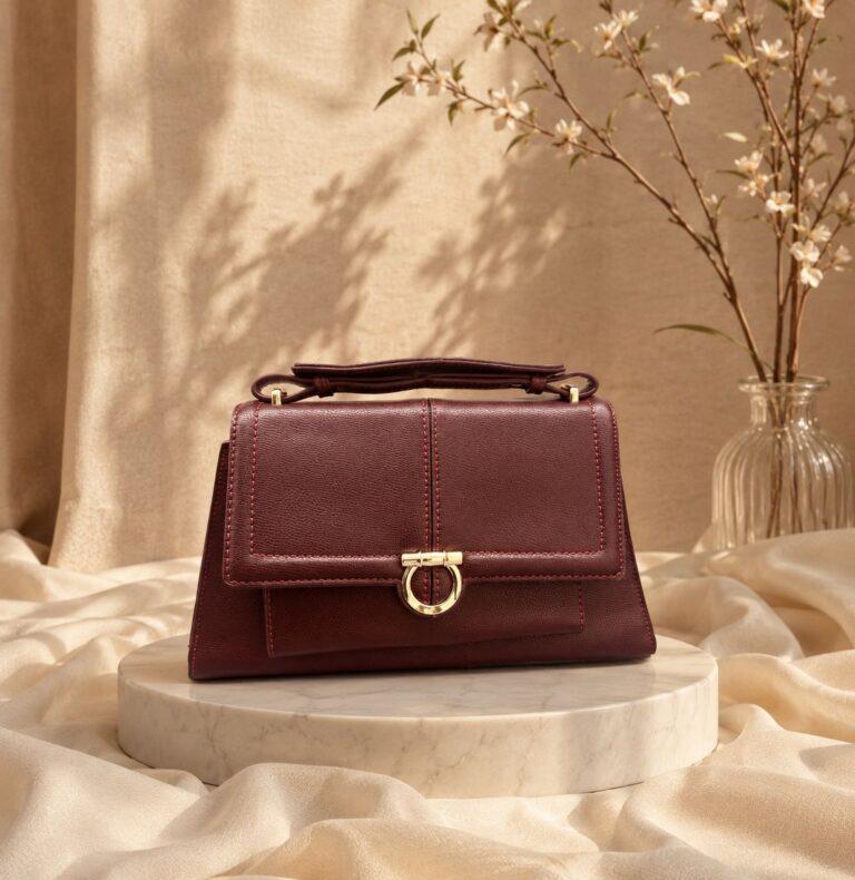 (2FOR50K)DEJUR WD6911 BERRY FERRA BUCKLE TOP HANDLE BAG