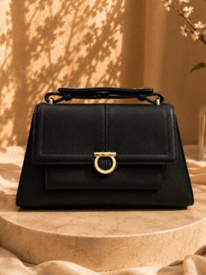 (2FOR50K)DEJUR WD6911 BLACK FERRA BUCKLE TOP HANDLE BAG
