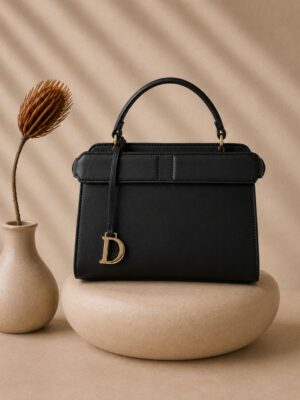 (2FOR50K)DEJUR JD928 BLACK PANEL DETAIL TOP HANDLE BAG