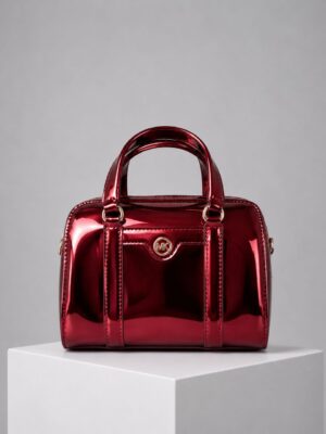 MICHAEL KORS CHERRY PATENT TRAVEL DUFFLE CROSSBODY BAG