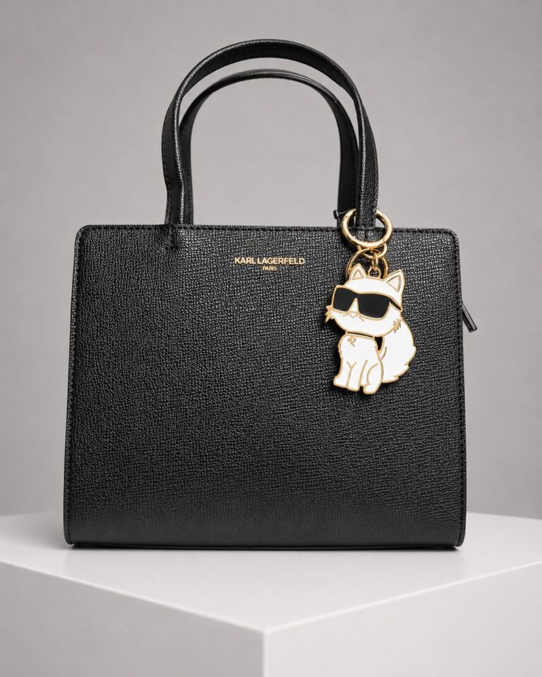 KARL LAGERFELD BLACK 68BJ STRUCTURED TOP HANDLE TOTE