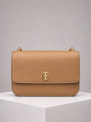 TORY BURCH CAMEL CARDAMOM CHAIN BAG