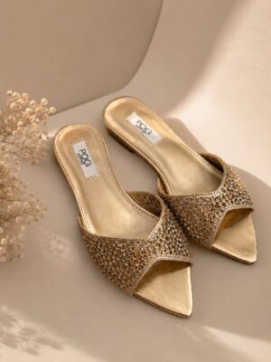 POG 62 GOLD FATTI PENCIL EMBELLISHED AFTER PARTY SLIPPERS