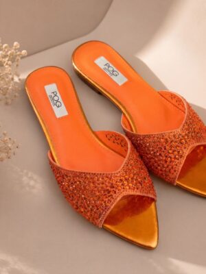 POG 62 ORANGE FATTI PENCIL EMBELLISHED AFTER PARTY SLIPPERS