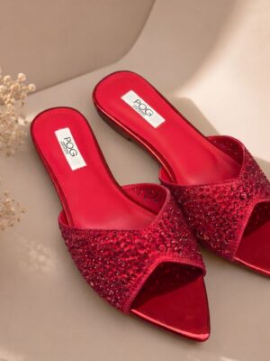POG 62 RED FATTI PENCIL EMBELLISHED AFTER PARTY SLIPPERS