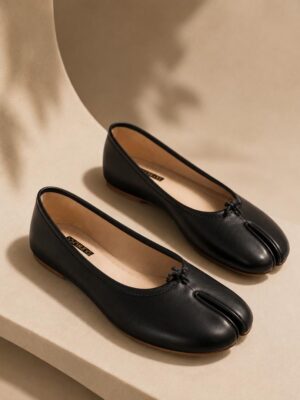 BLACK SPLIT TOE BALLET FLAT SHOES