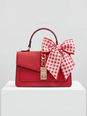 ALDO RED CHAIN DETAIL TOP HANDLE BAG