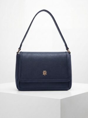 TOMMY HILFIGER 4560 CIK NAVY ROUGH LEATHER SHOULDER BAG