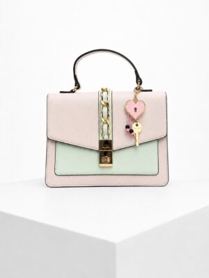ALDO BEIGE X SAGE CHAIN DETAIL TOP HANDLE BAG