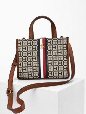 TOMMY HILFIGER MONOGRAM MINI CAMEL DETAIL BAG