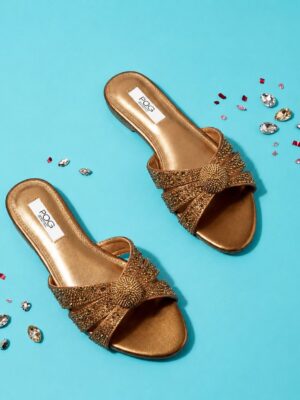 POG 1513 BRONZE RODO EMBELLISHED SLIPPERS
