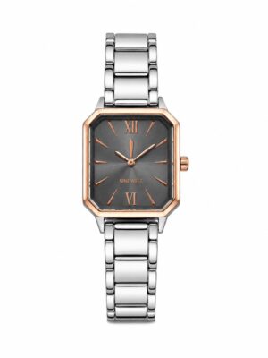 NINE WEST GUN FACE ROSE X SILVER 2TONE WATCH