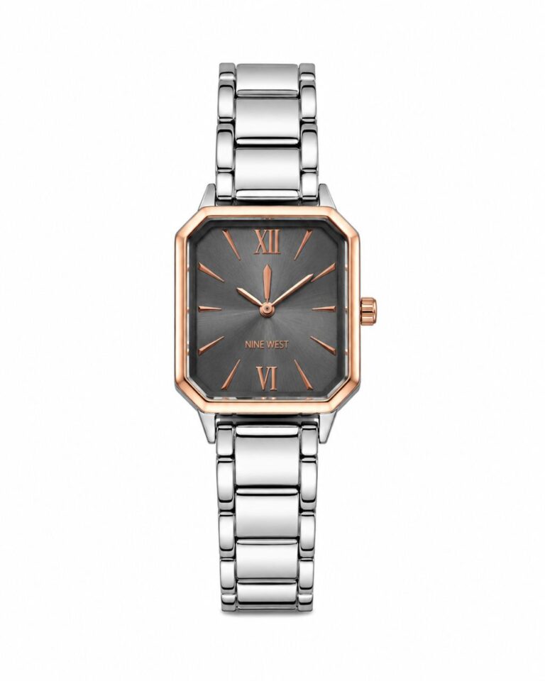 NINE WEST GUN FACE ROSE X SILVER 2TONE WATCH