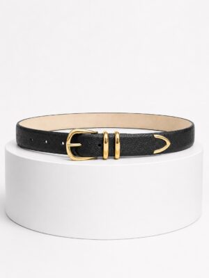 VINCE CAMUTO BLACK GOLD BUCKLE BELT