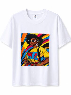 WHITE WHITE SUNNIES AFRICAN CHIC CHARACTER TEE