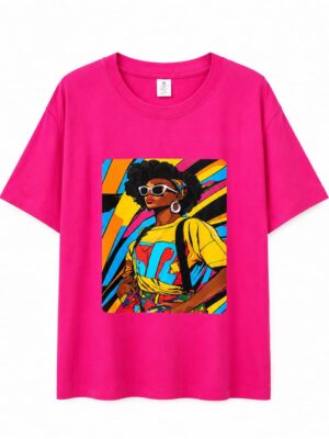 PINK WHITE SUNNIES AFRICAN CHIC CHARACTER TEE