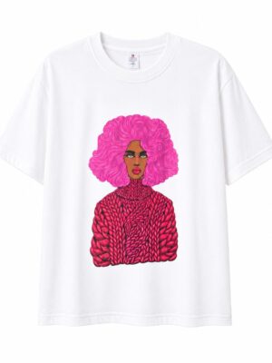WHITE PINK JERRY CURLS CHARACTER TEE