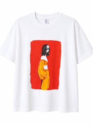 WHITE YELLOW GIRL IN ORANGE ROOM CHARACTER TEE