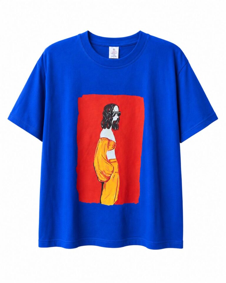 BLUE YELLOW GIRL IN ORANGE ROOM CHARACTER TEE