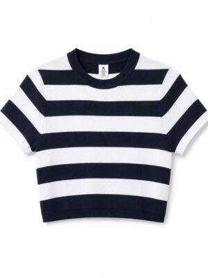 NAVY X WHITE BOLD STRIPE CREW NECK TEE