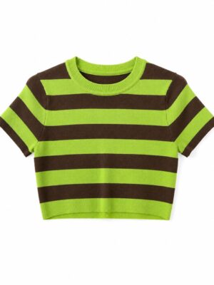 LIME X CHOCO BOLD STRIPE CREW NECK TEE