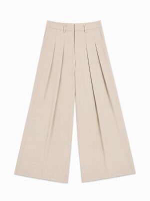 (2FOR50K) NEWFASH 9002 BEIGE PLEAT DETAIL PANTS