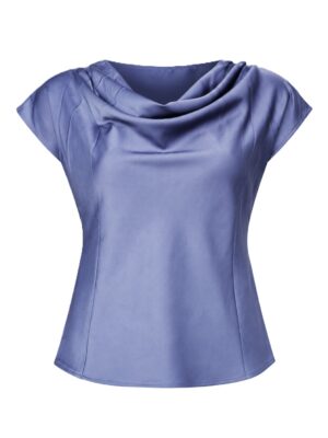 (2FOR35K) NAVY COWL NECK SILK BLOUSE