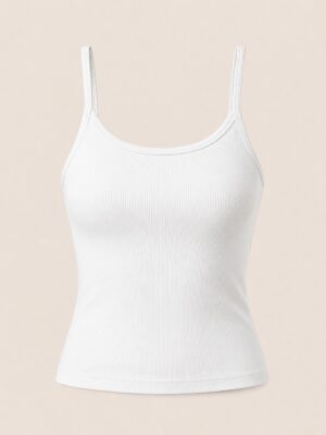 T9 9381 IVORY THICK STRAP RIB BONE CAMI TOP