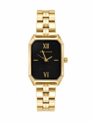 ANNE KLEIN 30000 BLACK FACE GOLD CHAIN WATCH