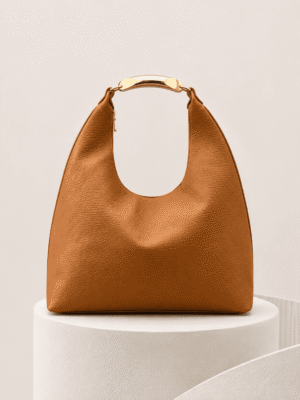 PIYA CAMEL P565 GOLD METAL HANDLE SACK BAG