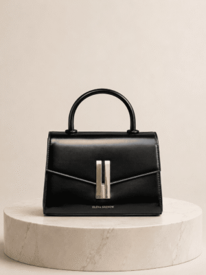 (2FOR55K)ELENA GRENOW BLACK SMOOTH LEATHER TOP HANDLE BAG