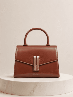 (2FOR55K)ELENA GRENOW BROWN SMOOTH LEATHER TOP HANDLE BAG