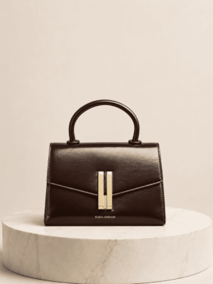 (2FOR55K)ELENA GRENOW COFFEE SMOOTH LEATHER TOP HANDLE BAG