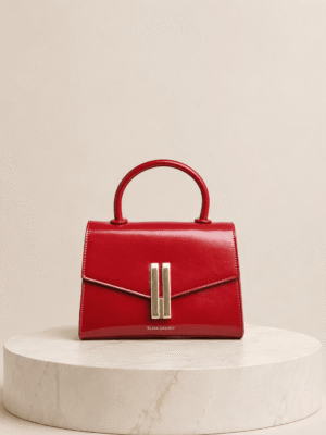 (2FOR55K)ELENA GRENOW RED SMOOTH LEATHER TOP HANDLE BAG