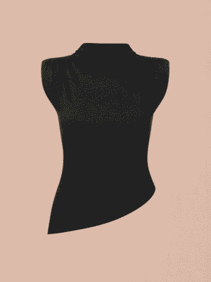 ZR BLACK SHOULDER PADDED JERSEY ASSYMETRIC TOP