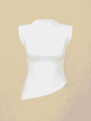 ZR WHITE SHOULDER PADDED JERSEY ASSYMETRIC TOP