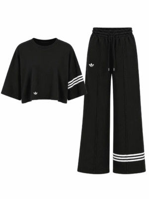 (2FOR60K)LOLA BLACK ADILINE BOX TOP X FLARE PANTS SUIT SET