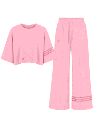 (2FOR60K)LOLA PINK ADILINE BOX TOP X FLARE PANTS SUIT SET
